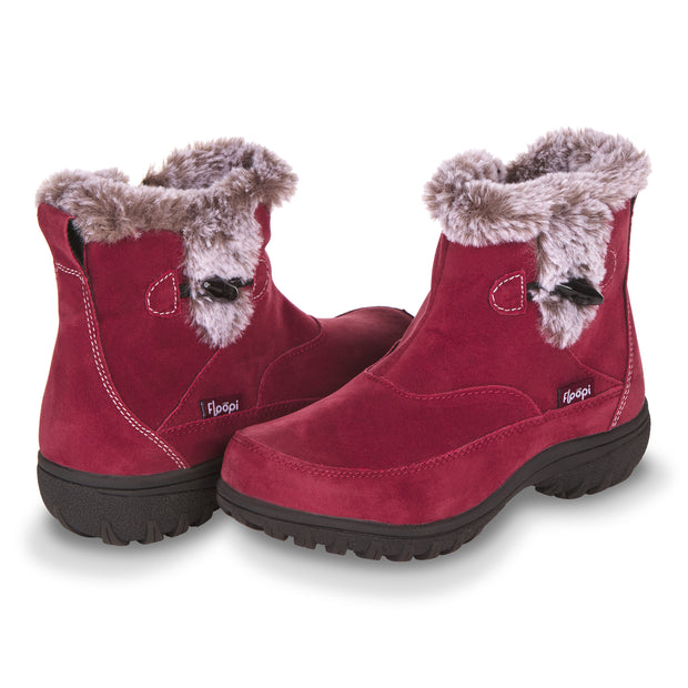 maroon fur boots