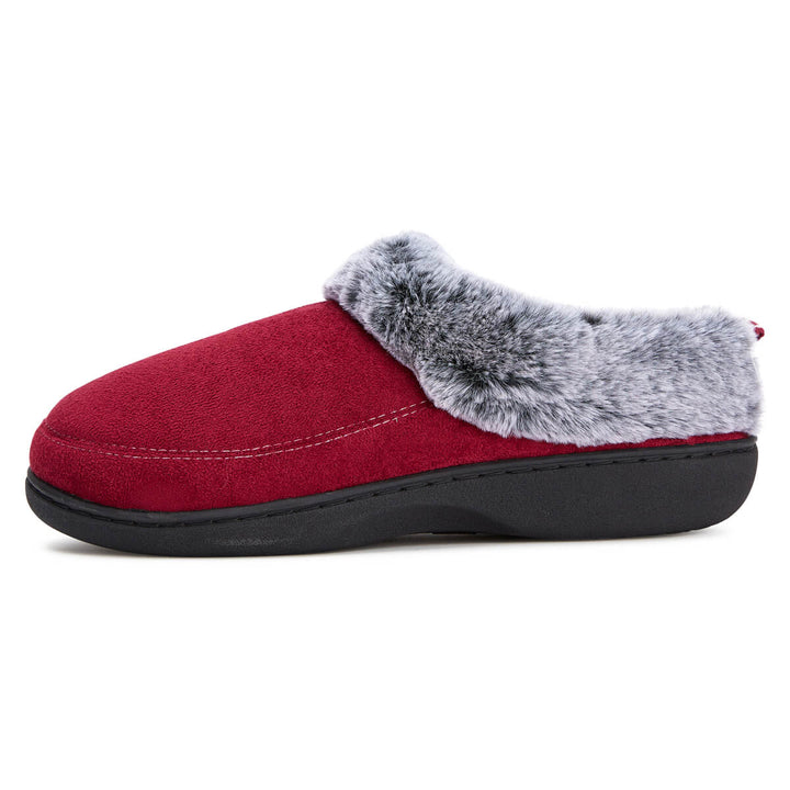 Floopi.com | Women's Lydia Faux Suede Fur Collar Clog Slippers