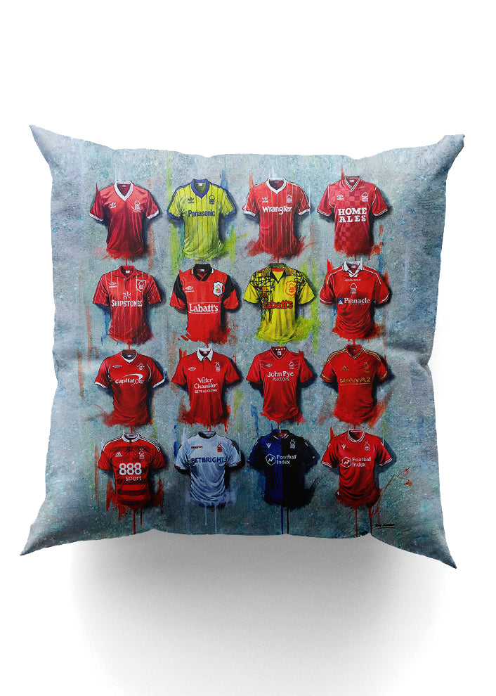 Nottingham Forest Football Shirts Cushion – Terry Kneeshaw Art