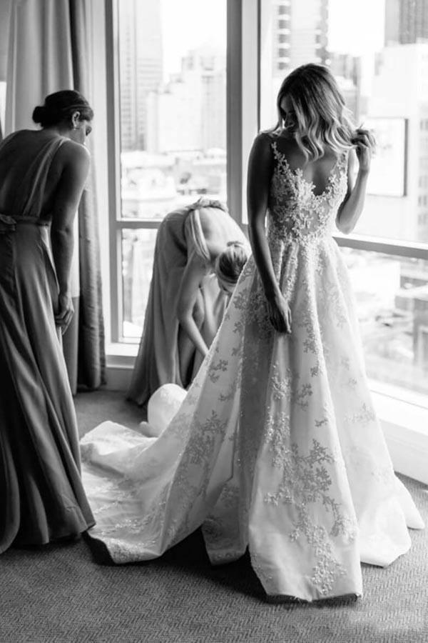 A-line Vintage Lace Wedding Gowns Illusion Neck Wedding Dresses WD318-Tirdresses