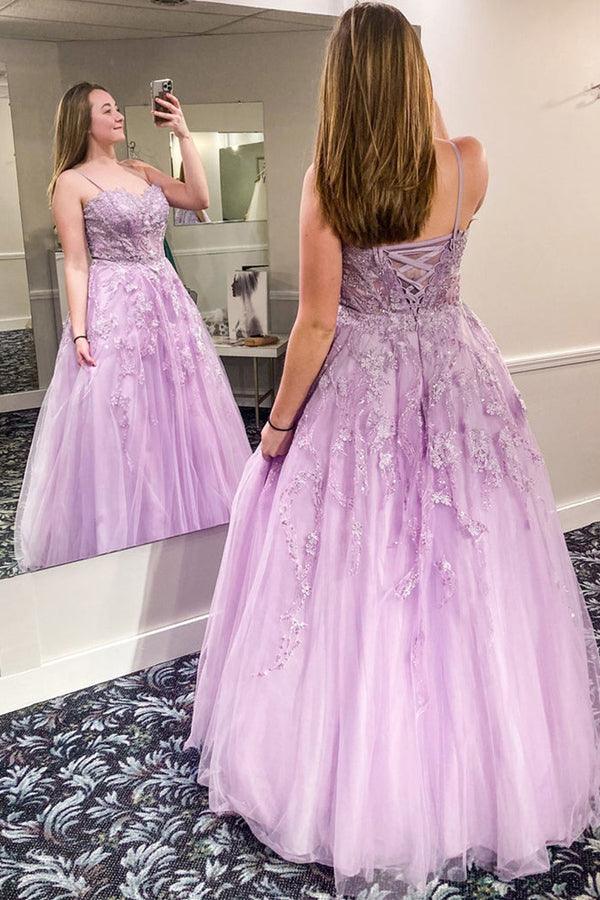 A Line Purple Tulle Long Prom Dresses, Purple Long Formal Evening Dres –  Eip Collection