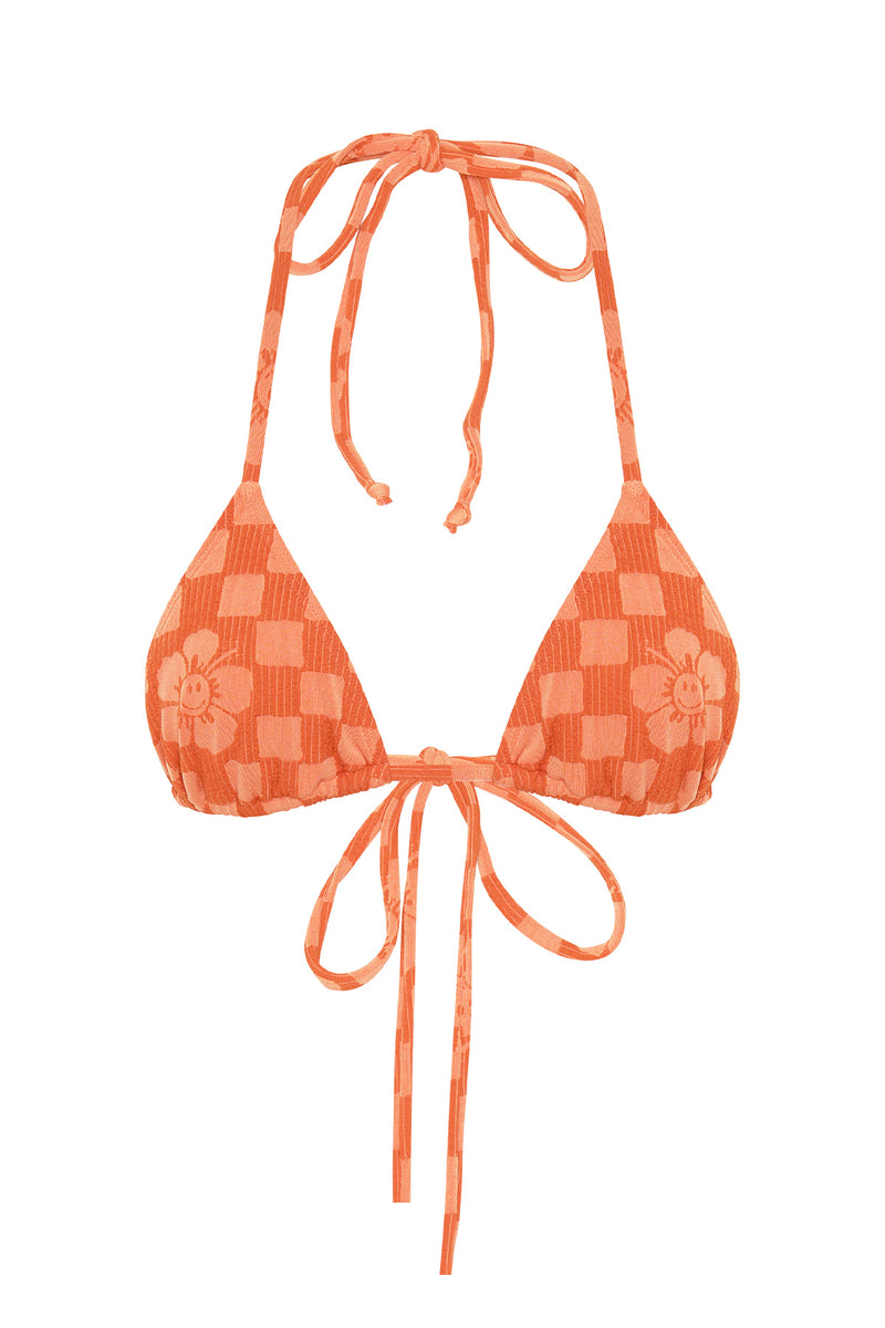 Happy Check Triangle Bikini -  Burnt Orange