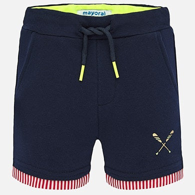 White Rowing Shirt with Navy Shorts