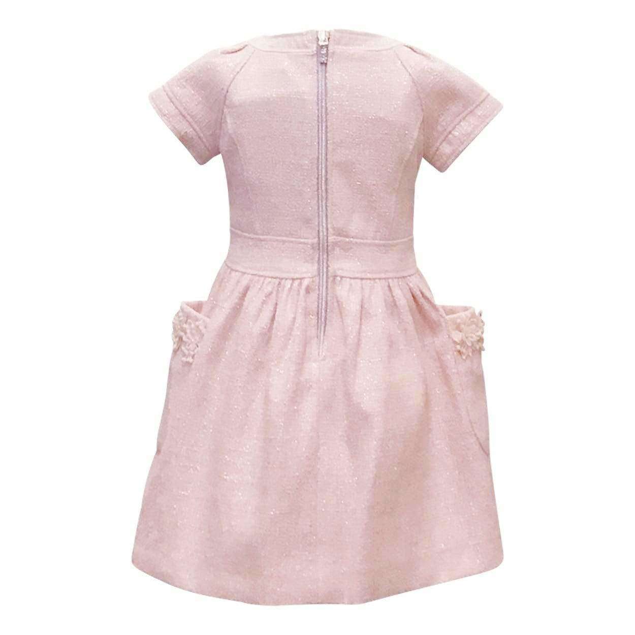 Pink Shimmer Dress with Petal Pockets