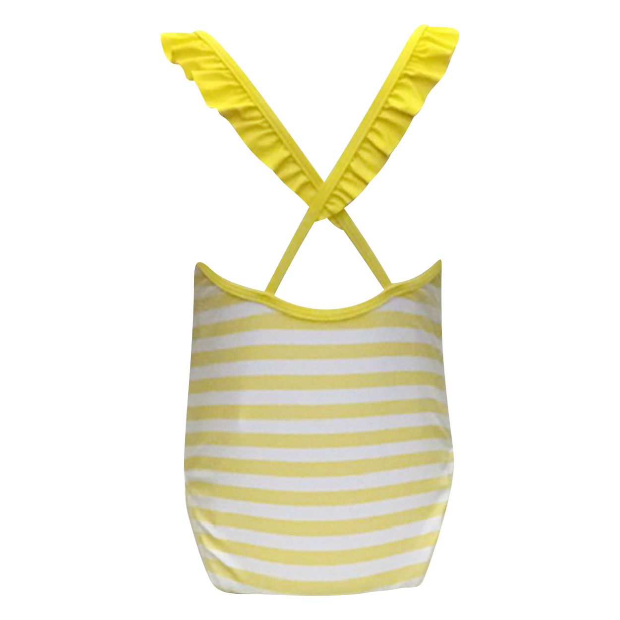 Tropical Yellow & White Striped Bathing Suit