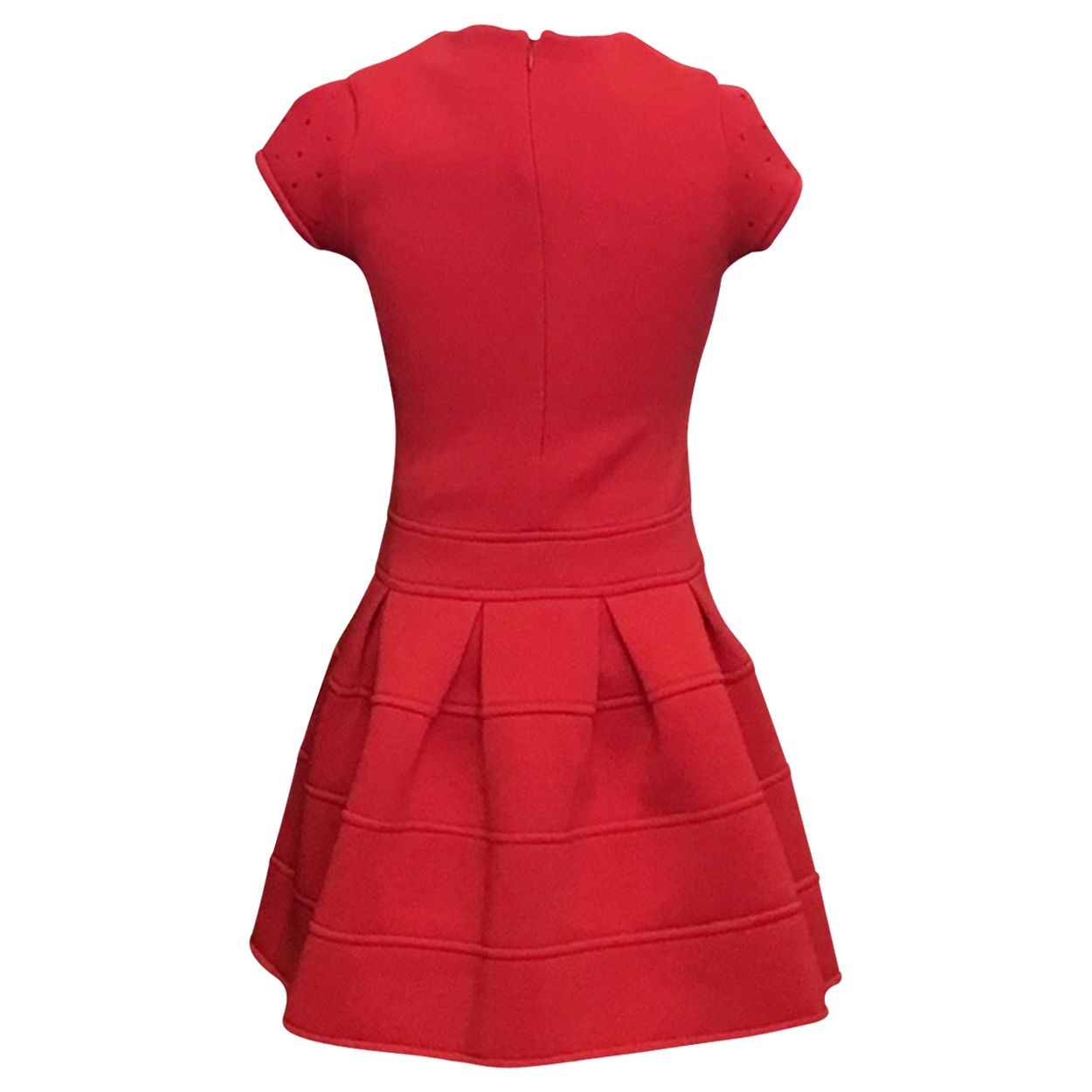 Red Dropwaist Dress with Flower Applique