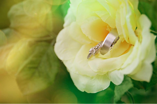 wedding rings in flower