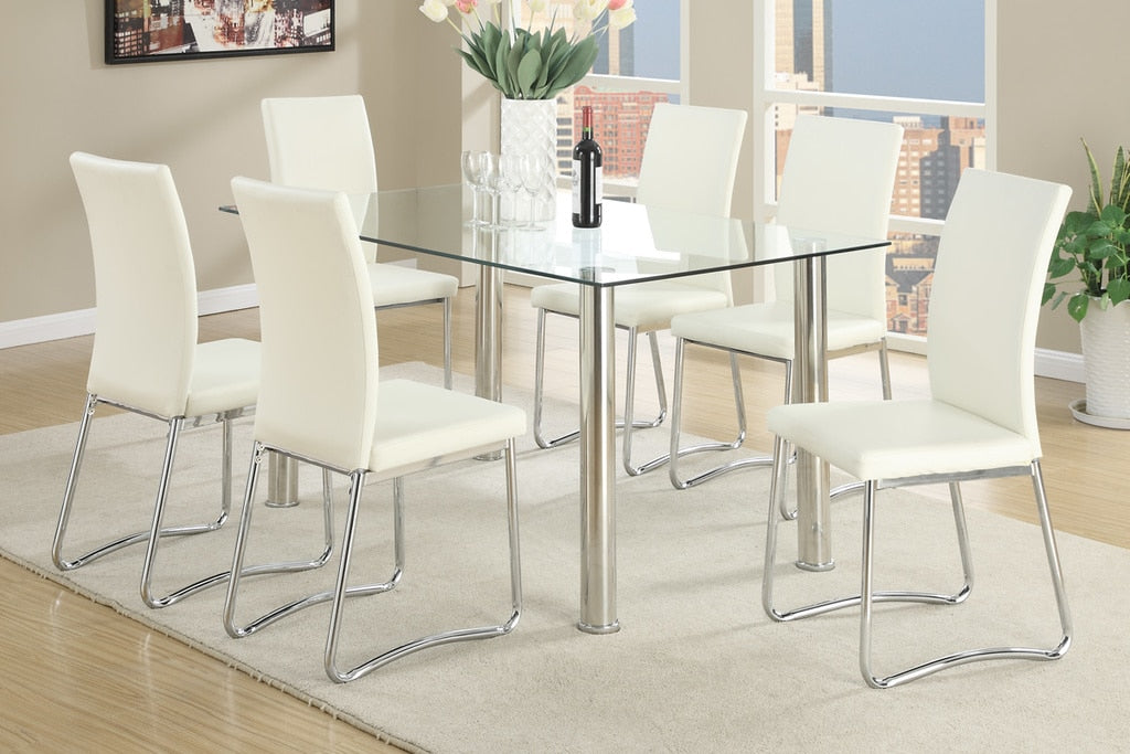 white glass dining room set