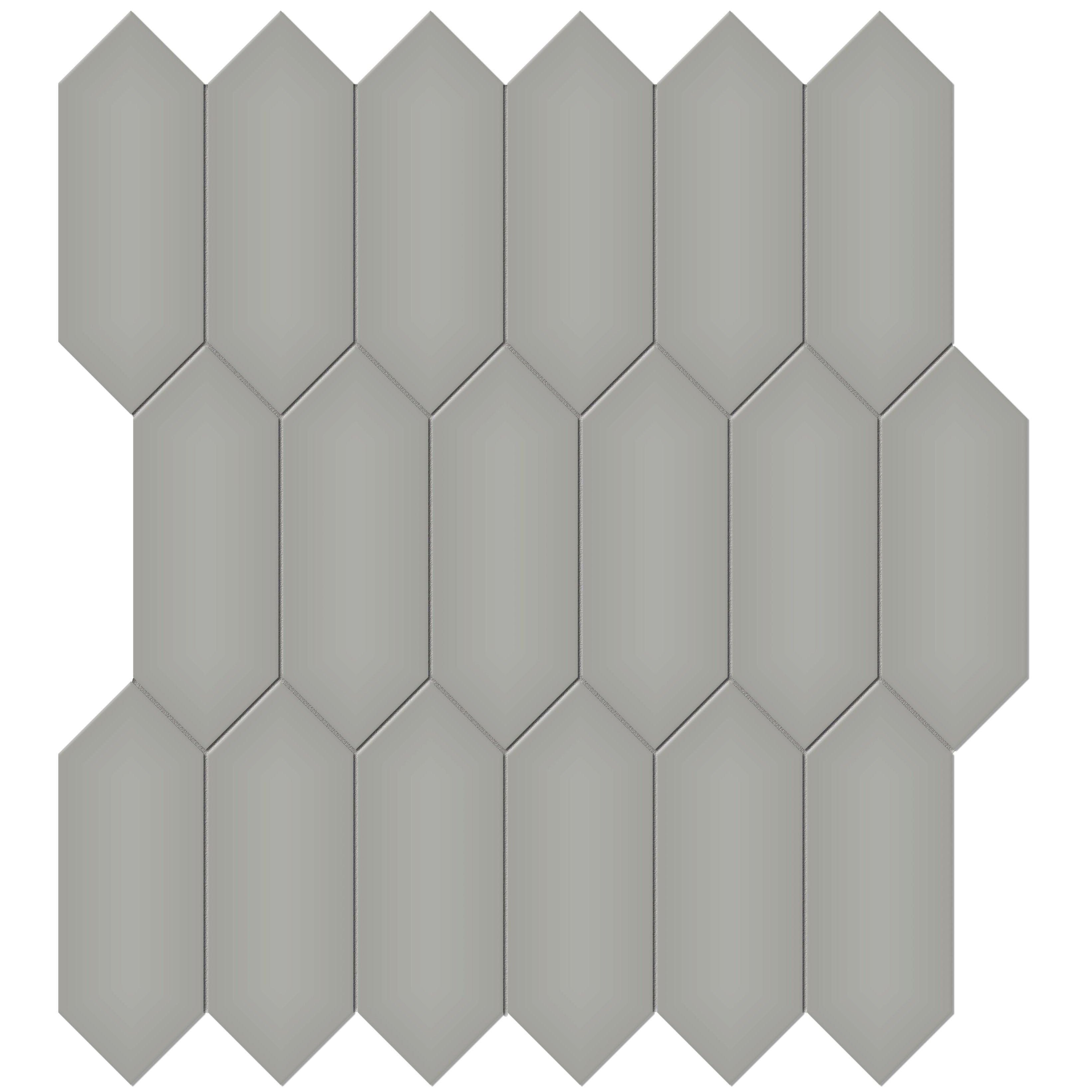  Virginia Tile Soho 2x5 Picket Mosaic Tile Cement Chic Glossy