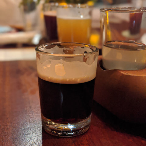 Dark beer with cacao nibs