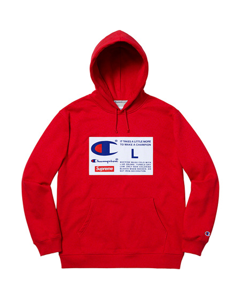 champion supreme label hoodie