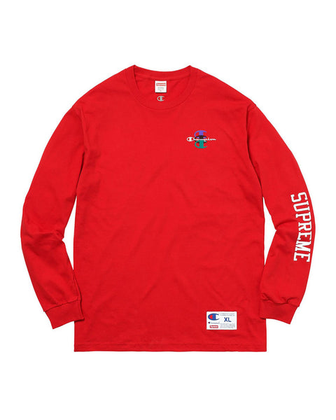 champion red long sleeve shirt