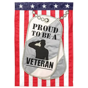 Proud to Be a Veteran Dog Tag Garden Flag - Ace Flag & Gift Shop