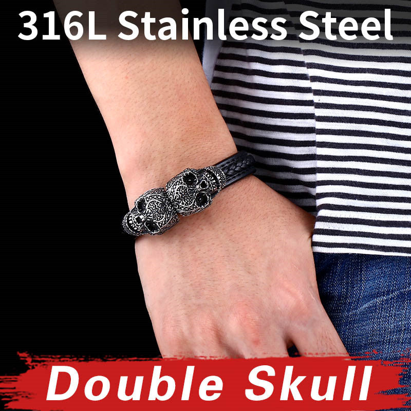 double skull bracelet