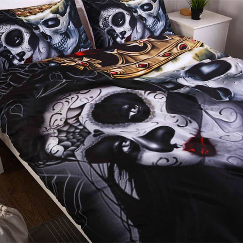 Home Furniture Diy King Size Duvet Cover Set Sugar Skulls Grey