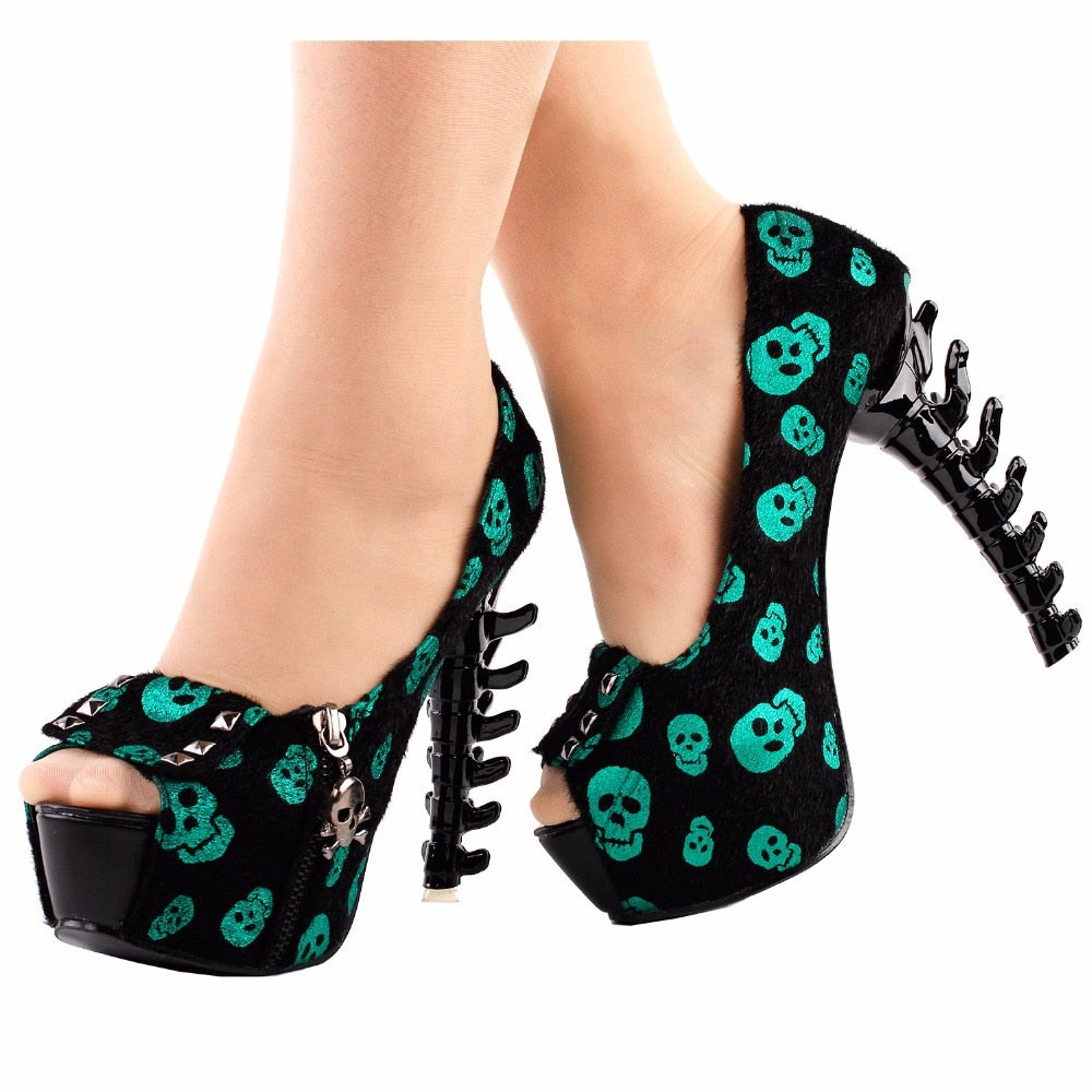 skull high heels