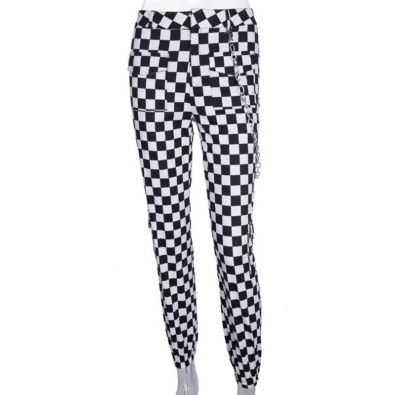 black and white checkered joggers