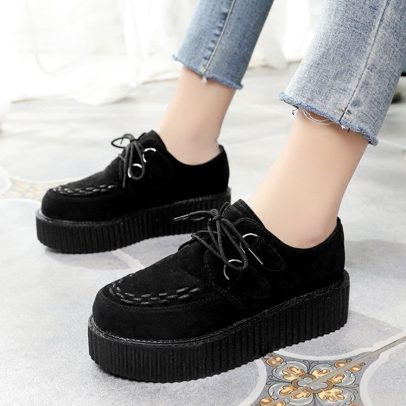 flat platform shoes black