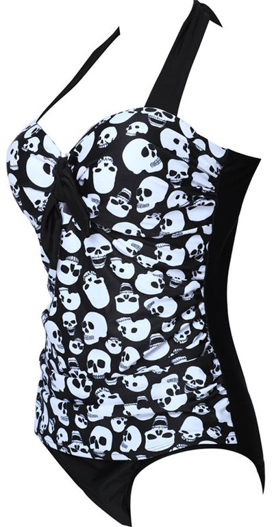 skull one piece bathing suit