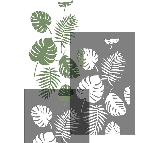 Monstera wall stencil 1