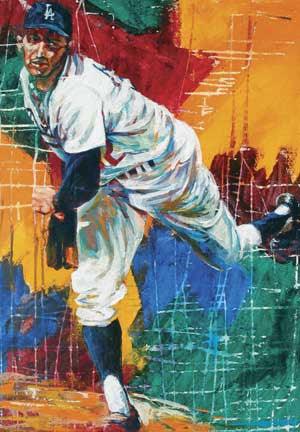 Koufax Delivery fine art print featuring Sandy Koufax – aDamnFineArtist.com