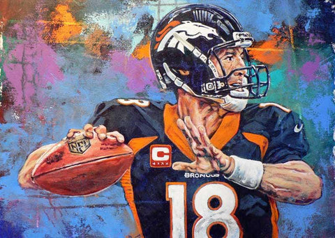 Peyton Manning Denver Broncos Jersey Art Jigsaw Puzzle by Joe Hamilton -  Pixels