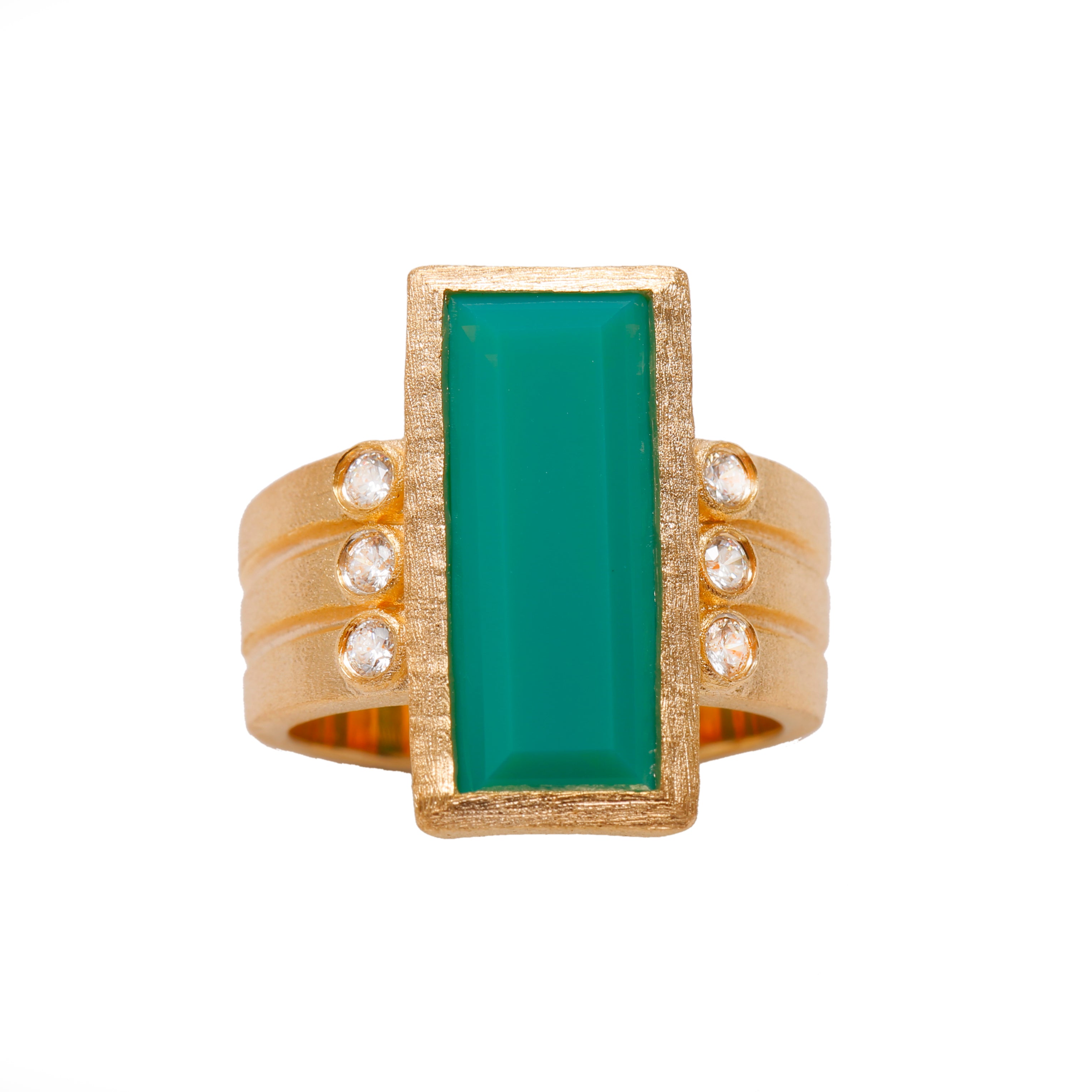 The Queen Statement Ring Vermeil Gold With Green Gemstone