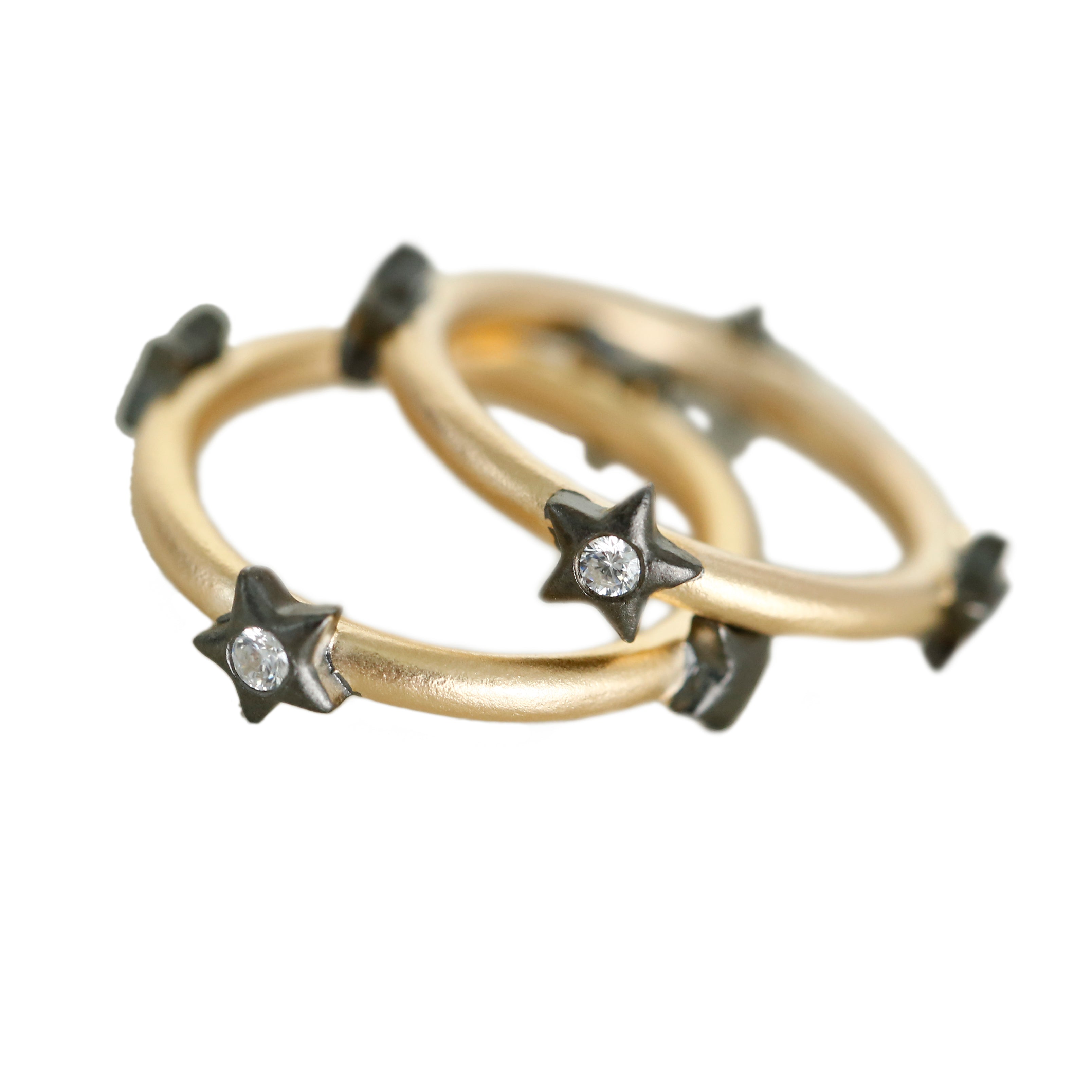 Stackable Band Ring With Bezel Star Vermeil Gold