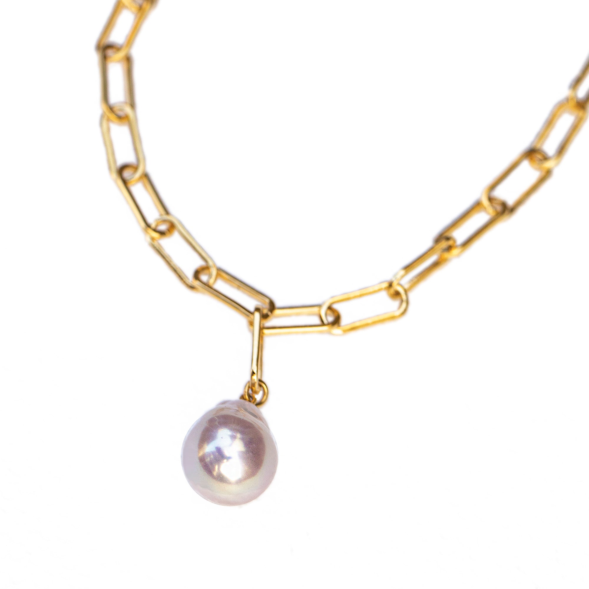 AMMANII Trio Charm Necklace with Freshwater Pearls in Vermeil Gold