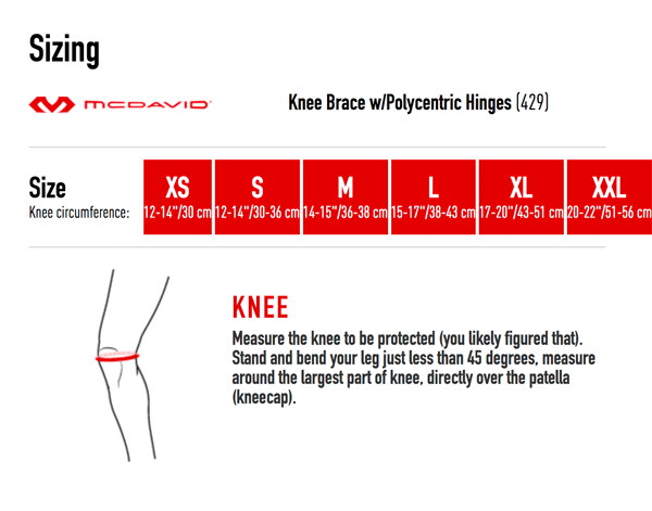 McDavid 429 Size Chart