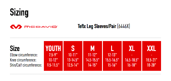 McDavid 6446x Size Chart