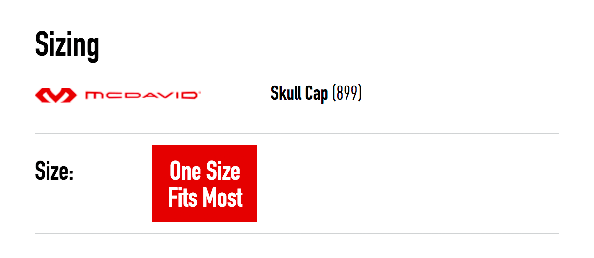 McDavid 899 Size Chart