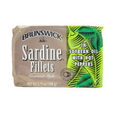 Brunswick, Sardine Fillets, Gourmet Style with Hot Peppers, 3.75 oz Cans