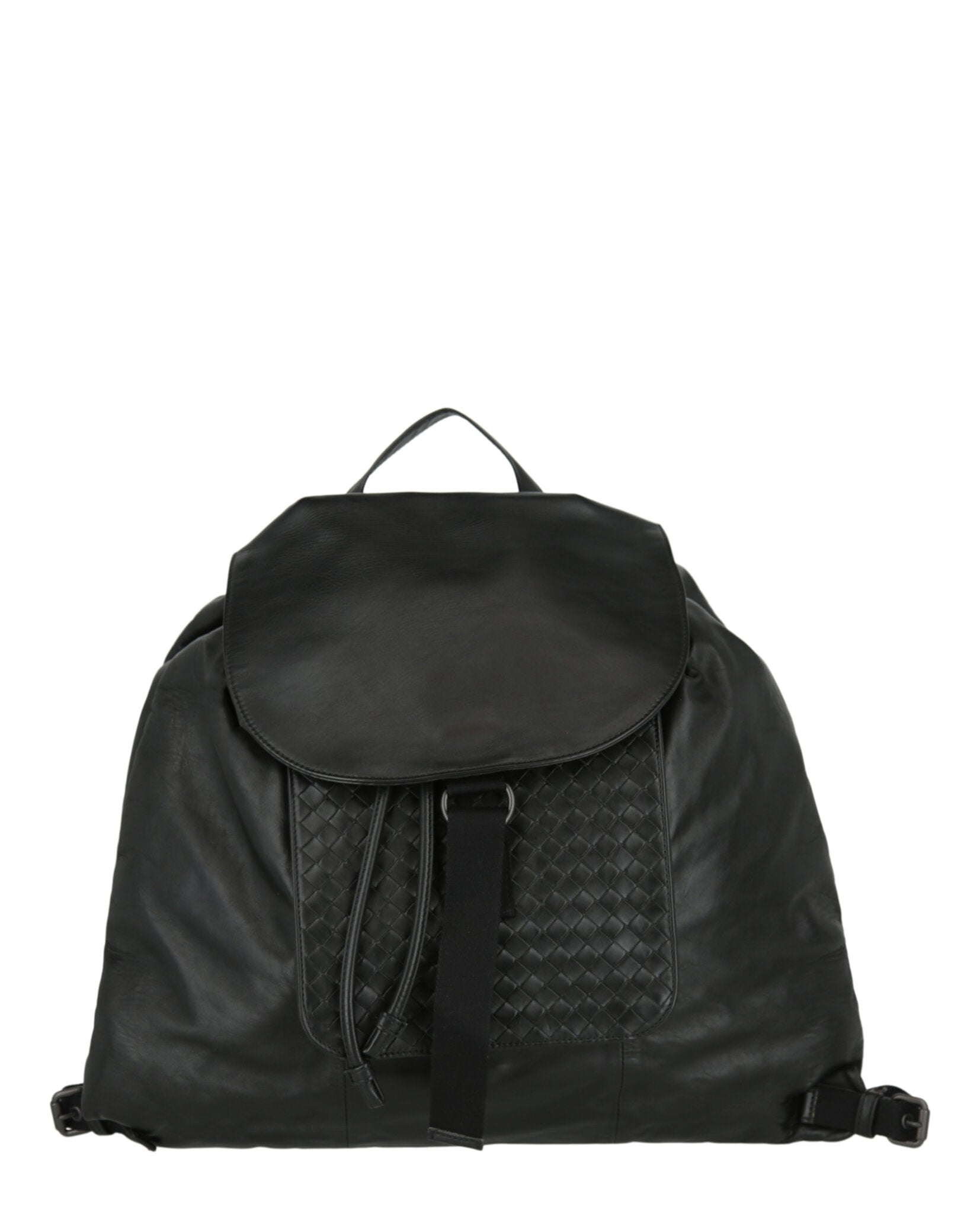 Bottega Veneta Intrecciato Leather Backpack In Black