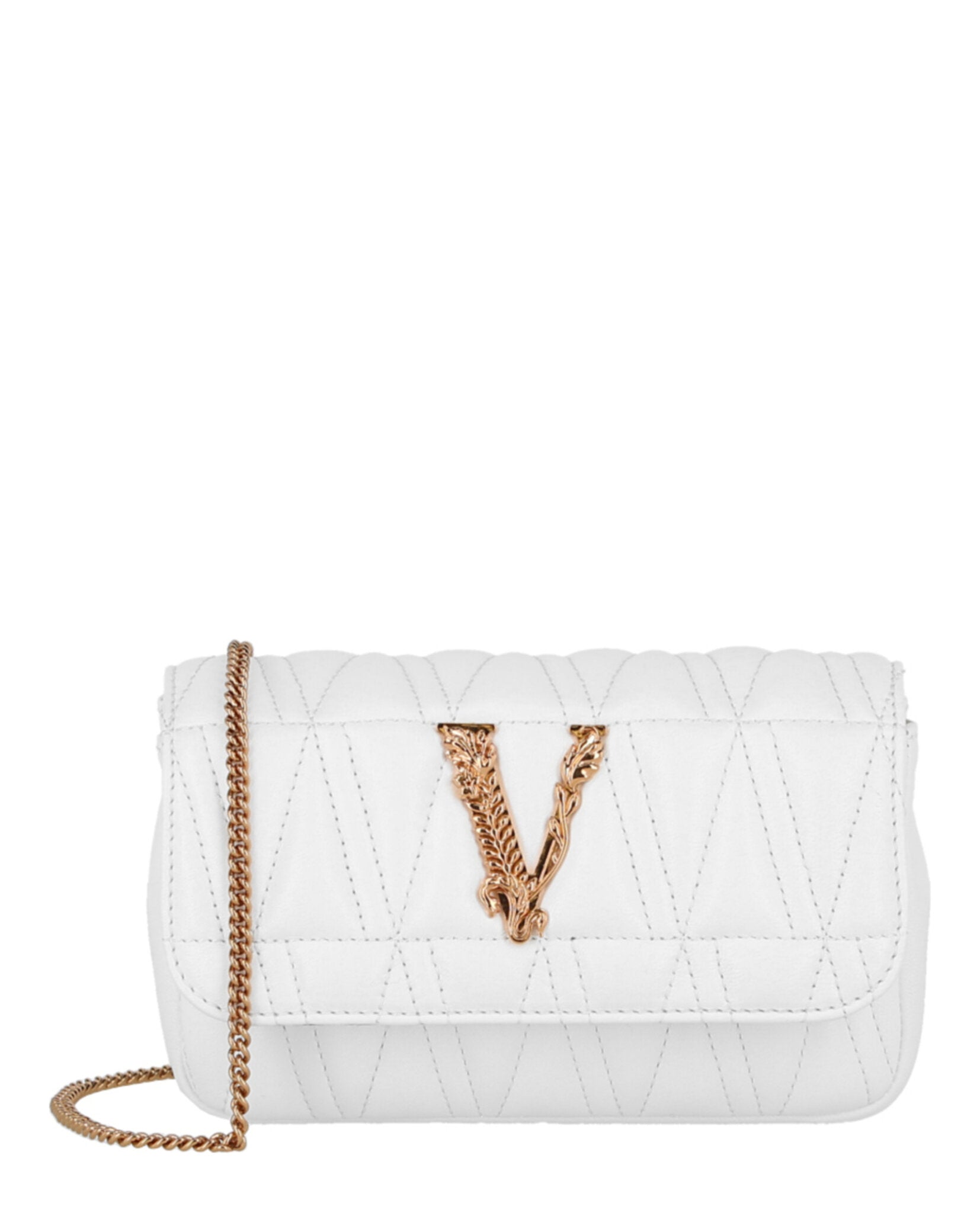 VERSACE VIRTUS QUILTED LEATHER CROSSBODY BAG