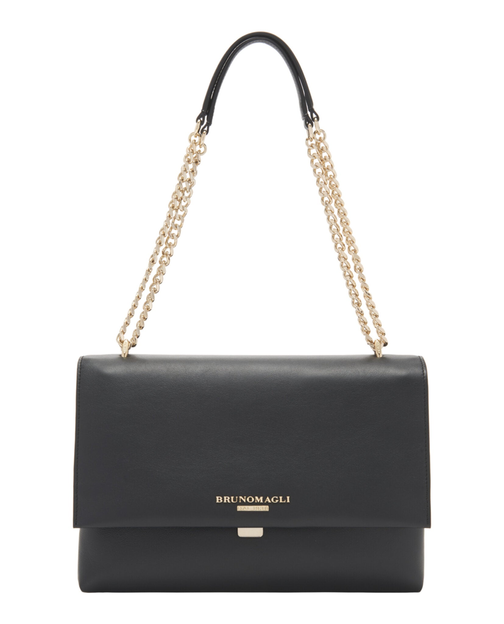 Bruno Magli Chain Leather Shoulder Bag In Black ModeSens