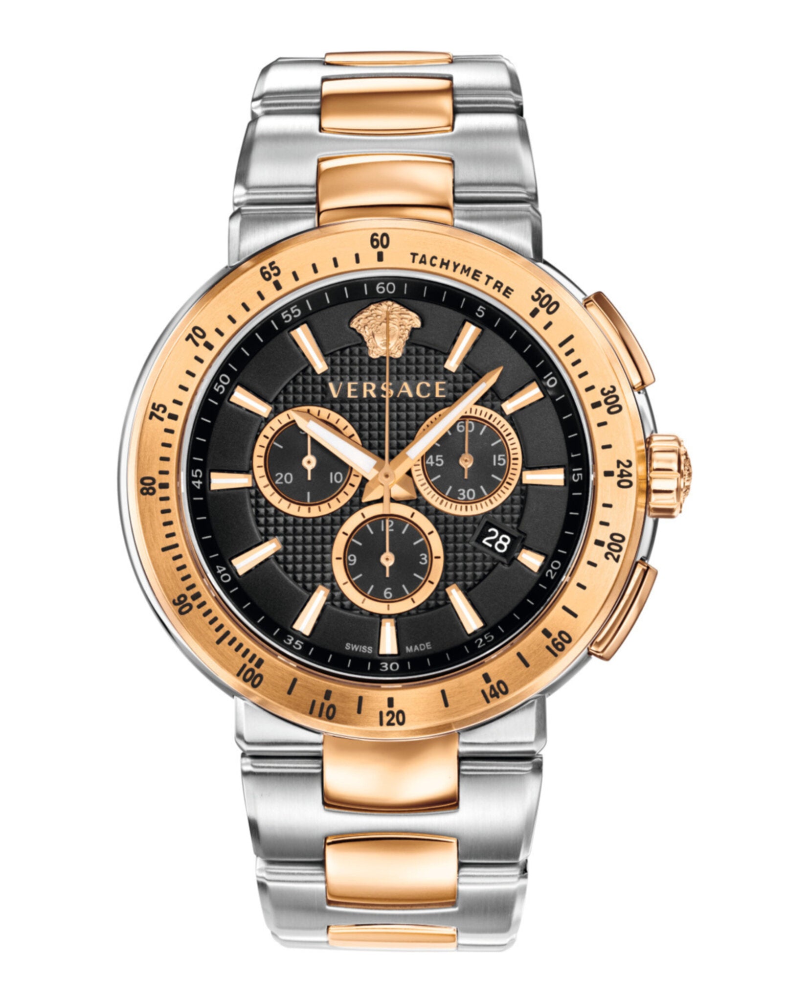 versace silver tone mystique quartz chronograph watch