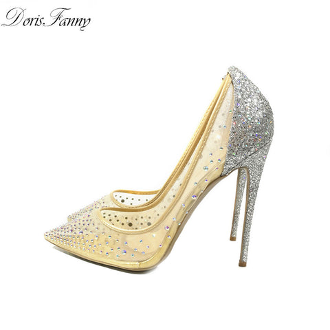 silver bling pumps