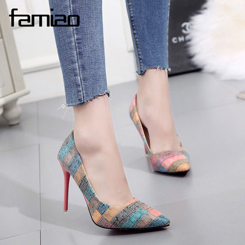 multicolor high heels