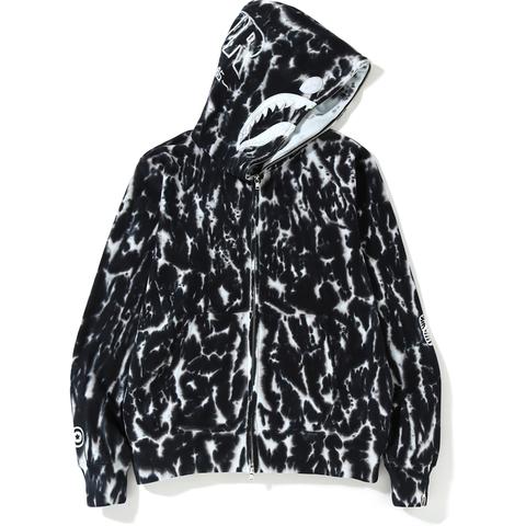 tie dye shark wide full zip hoodie