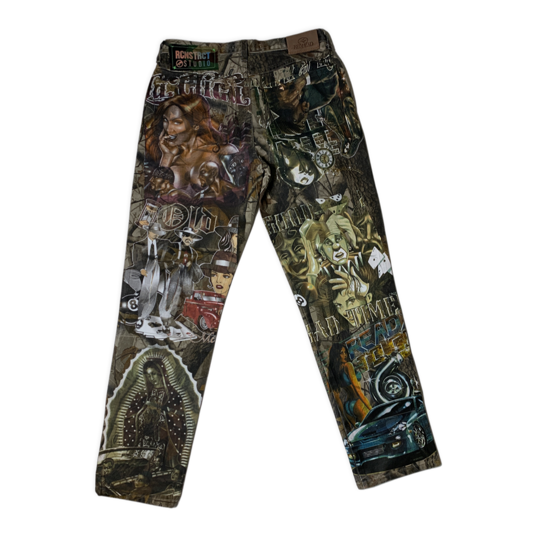 Vintage Camo pants with heat transfer