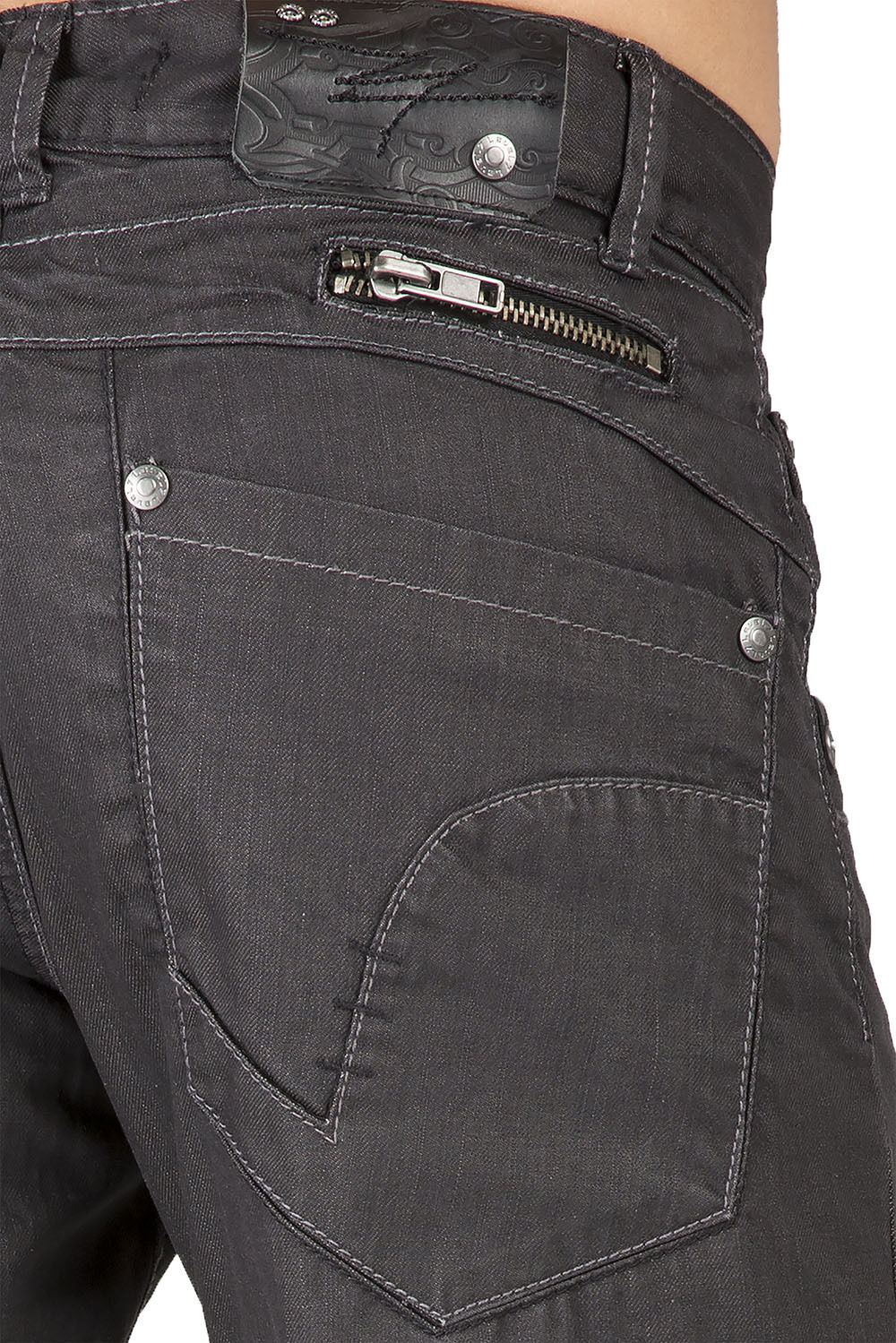 Level 7 Men's Zipper Pocket Relaxed Straight leg Coated Black Jeans ...