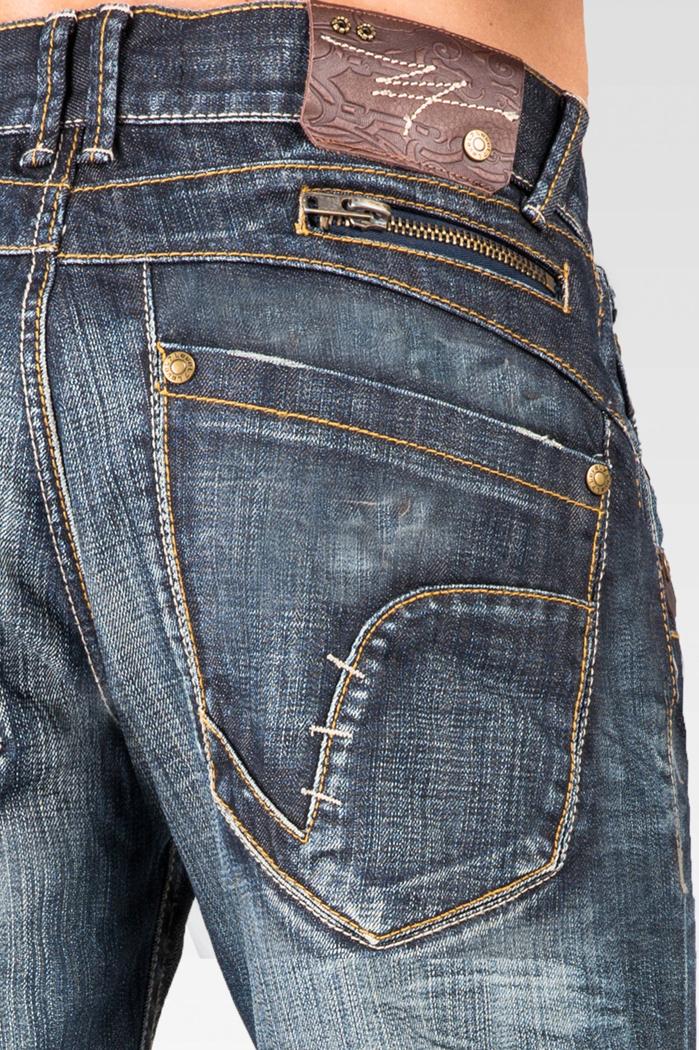 Level 7 Men's Zipper Utility Pocket Relaxed Bootcut Distressed Jean ...