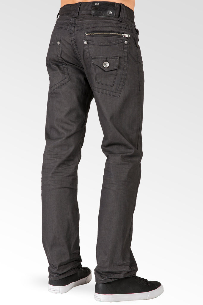 Level 7 Men's Black Premium Coated Denim Relaxed Straight Jeans Zipper ...