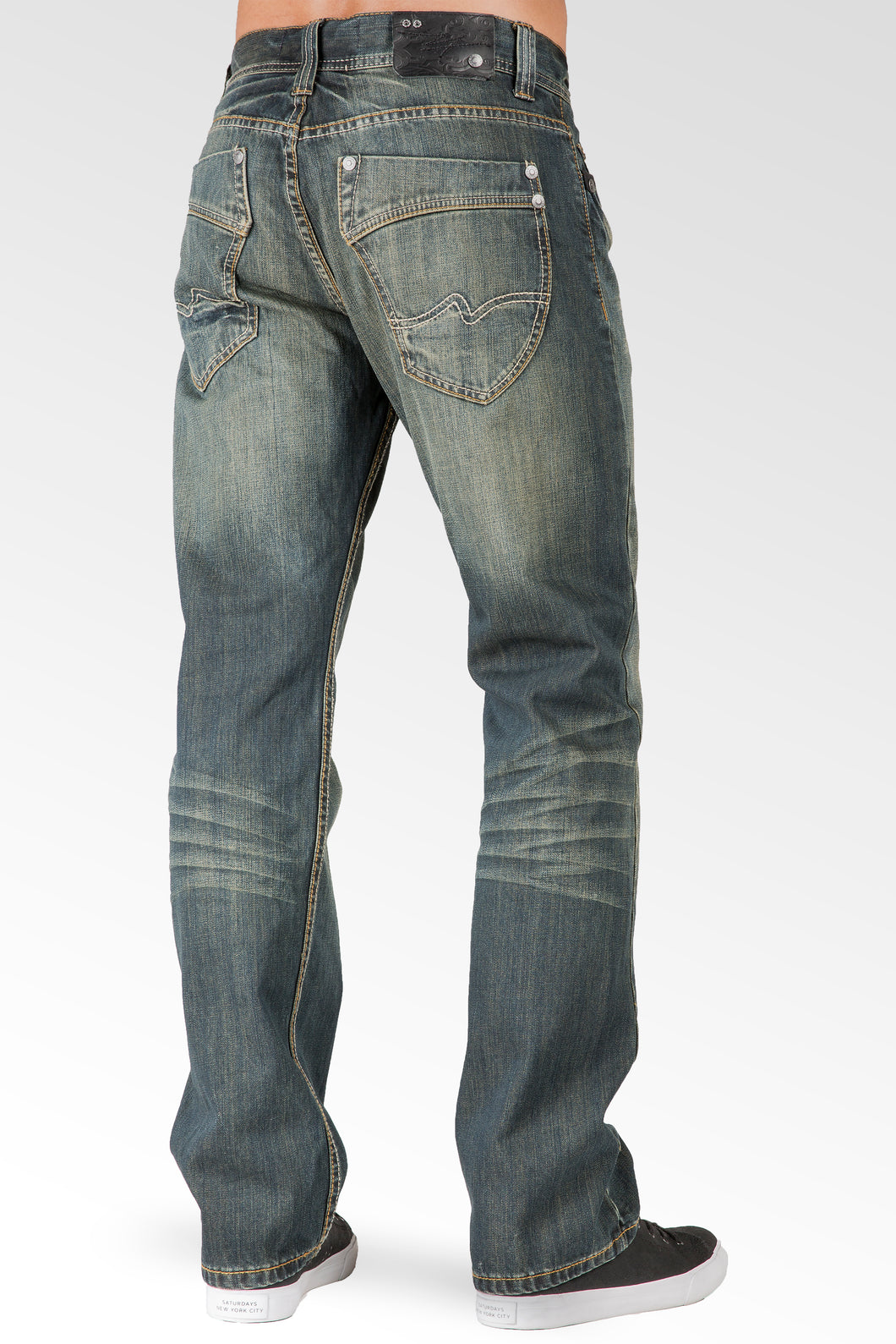 Level 7 Men's Relaxed Straight Hand Rub Rustic Tinted 5 Pocket Jeans ...