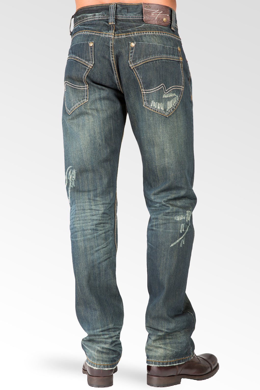 Level 7 Men's Relaxed Straight Wrinkle Whiskered Ripped Vintage Jeans ...