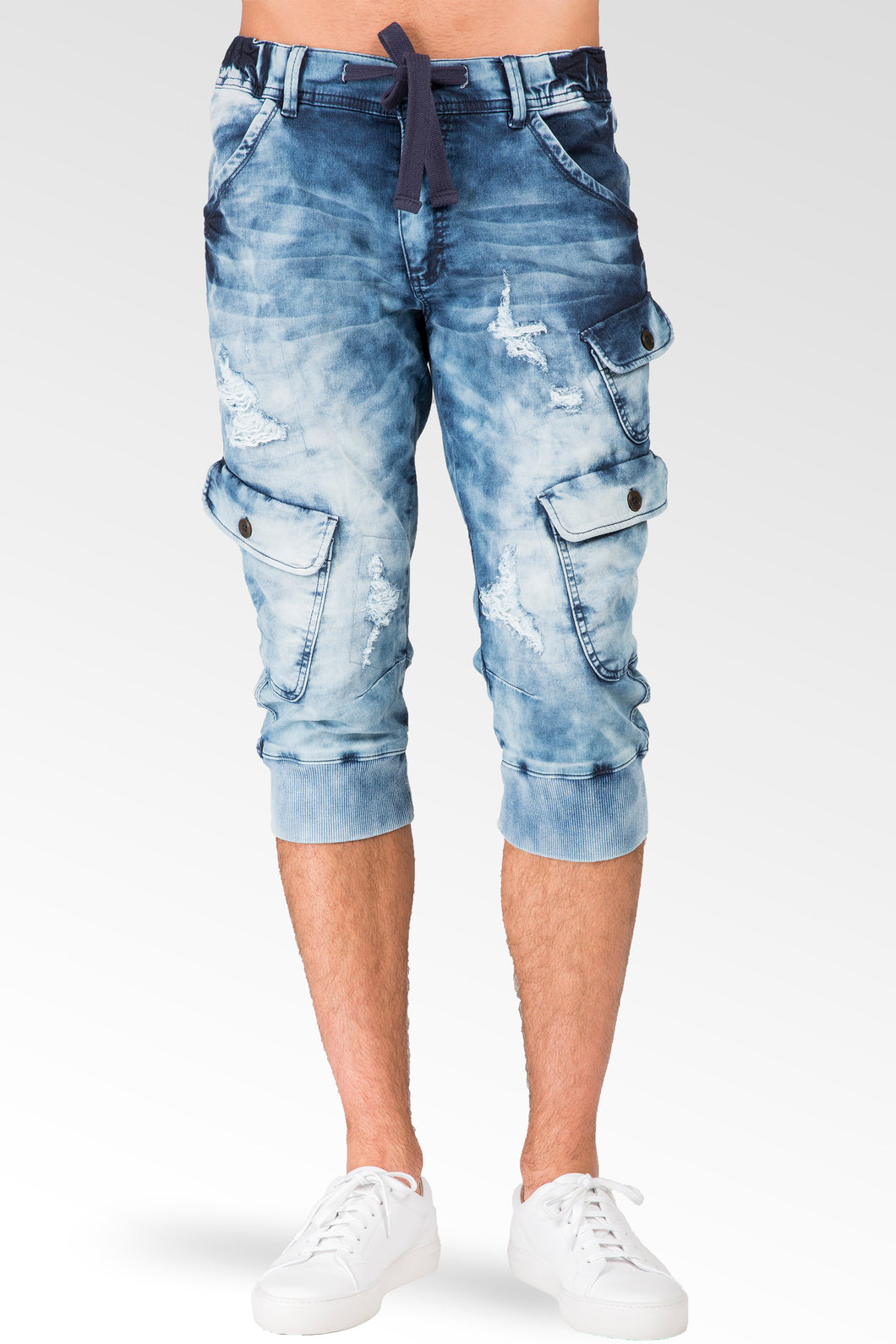 distressed capri shorts