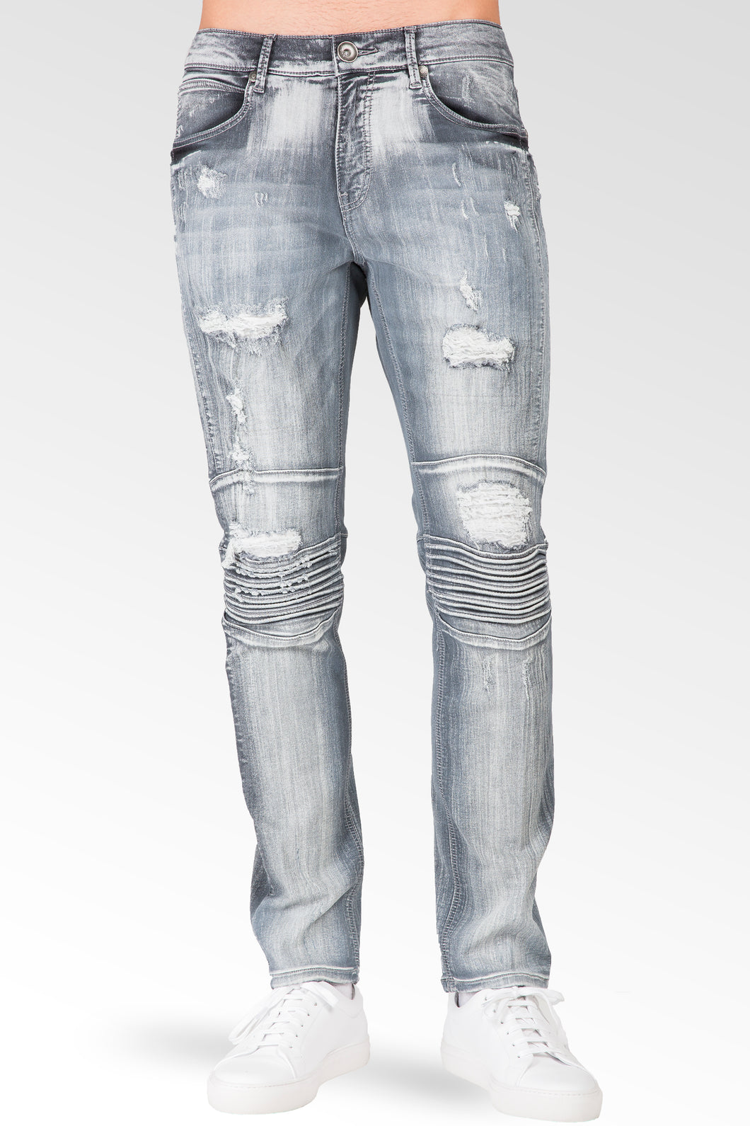 slim tapered moto jeans