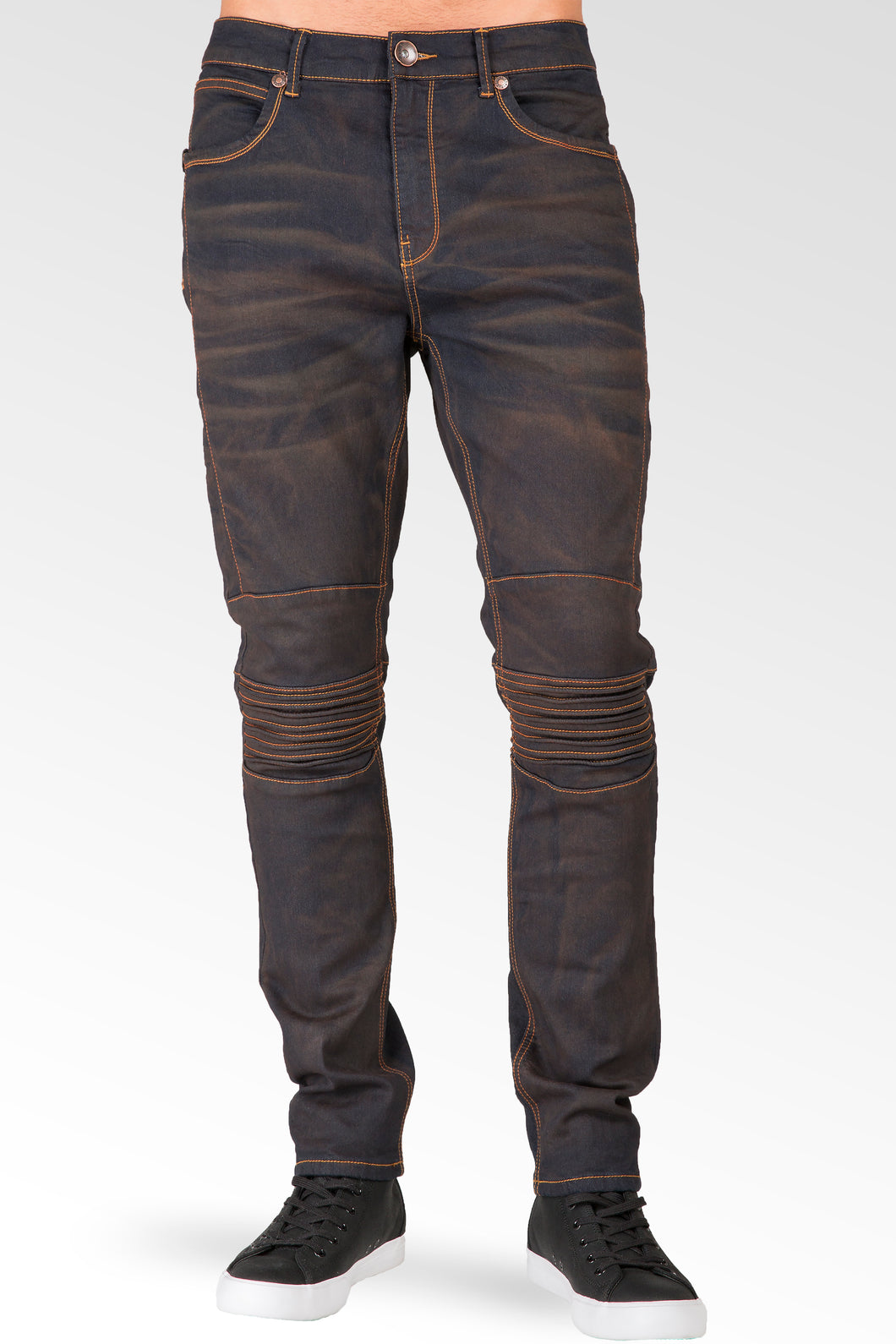 slim tapered moto jeans