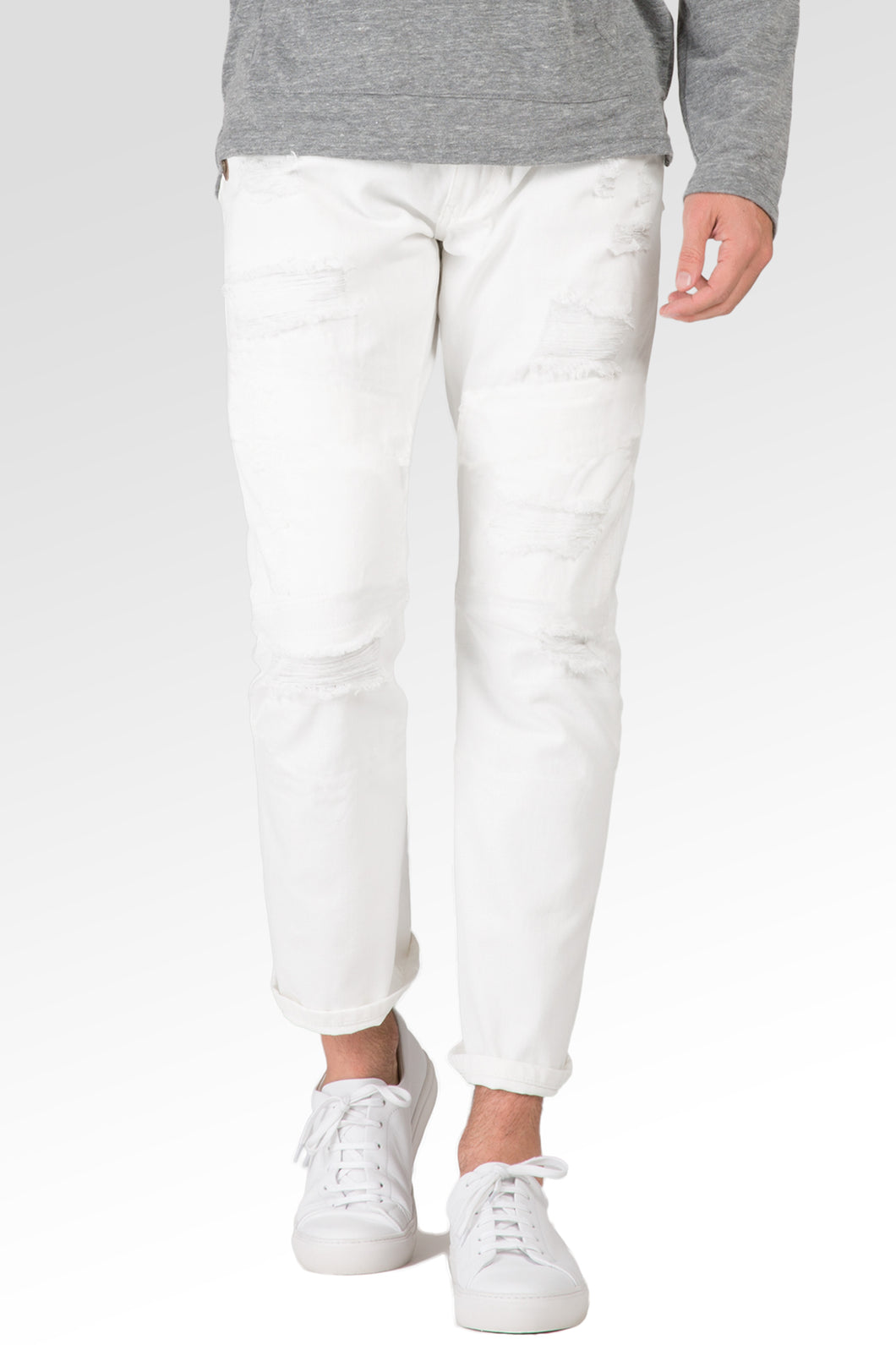 white slim straight jeans